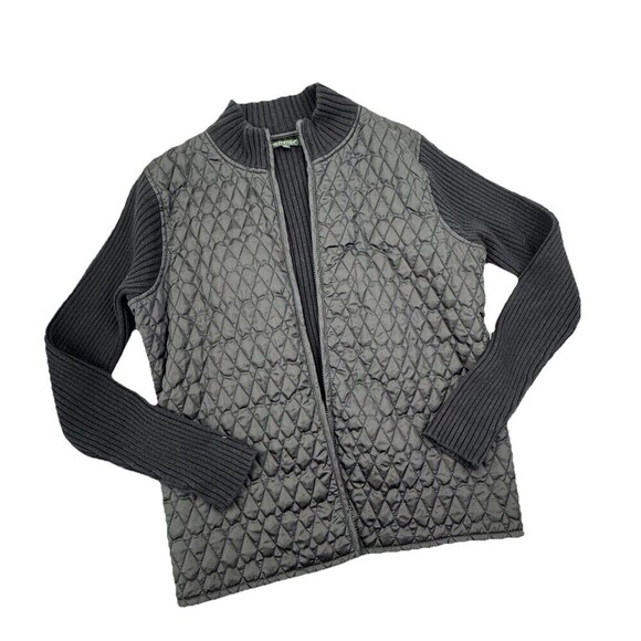 For Cynthia Black Sweater Jacket Size XL Quilted Front Casual Full Zip - Picture 1 of 8